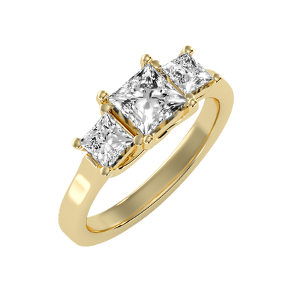 Sparkling Diamond Tri Stone Ring In 925 Sterling Silver - Nine