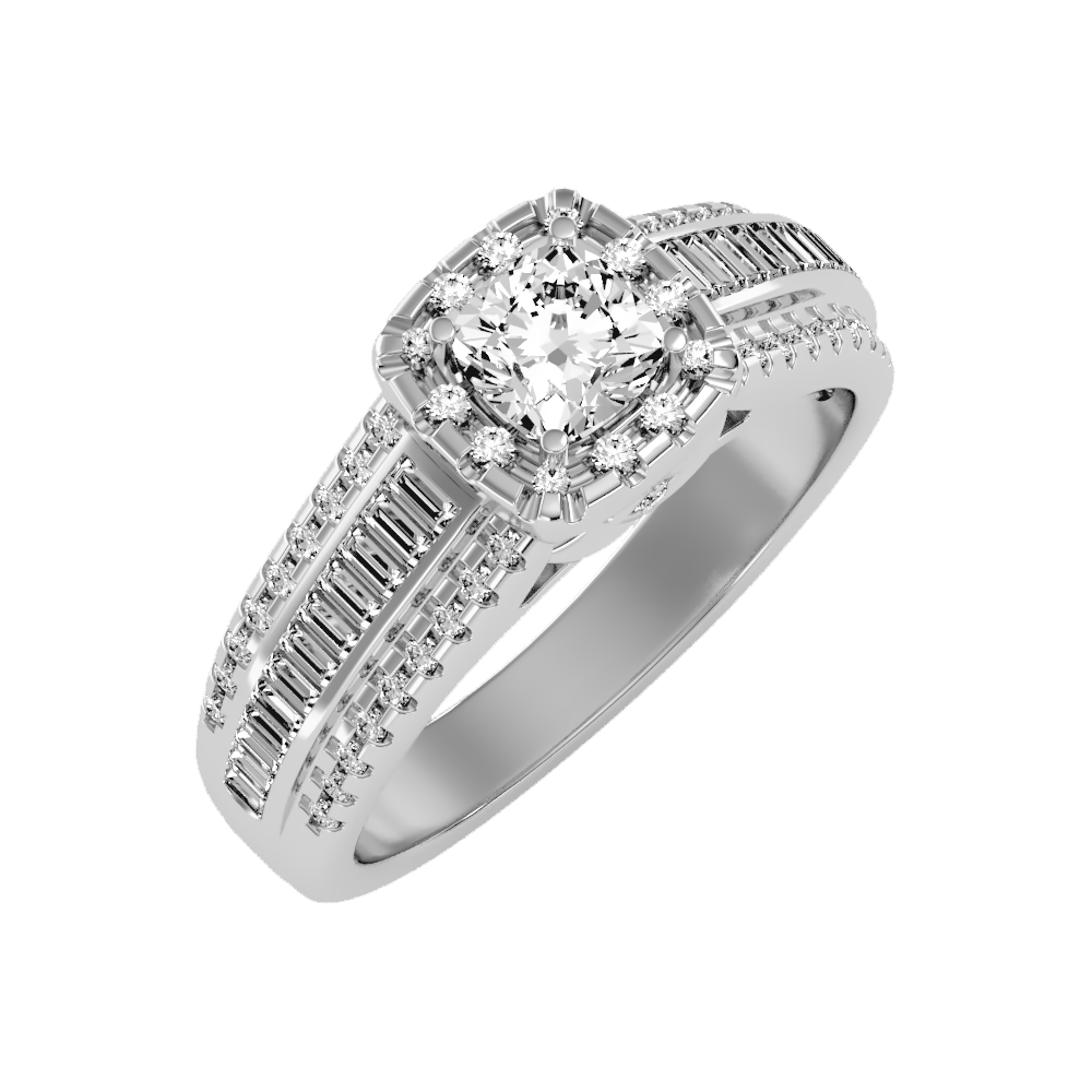 Spectral Halo Solitaire Ring In 925 Sterling Silver - One
