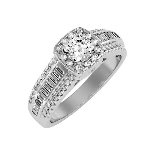 Spectral Halo Solitaire Ring In 925 Sterling Silver - One