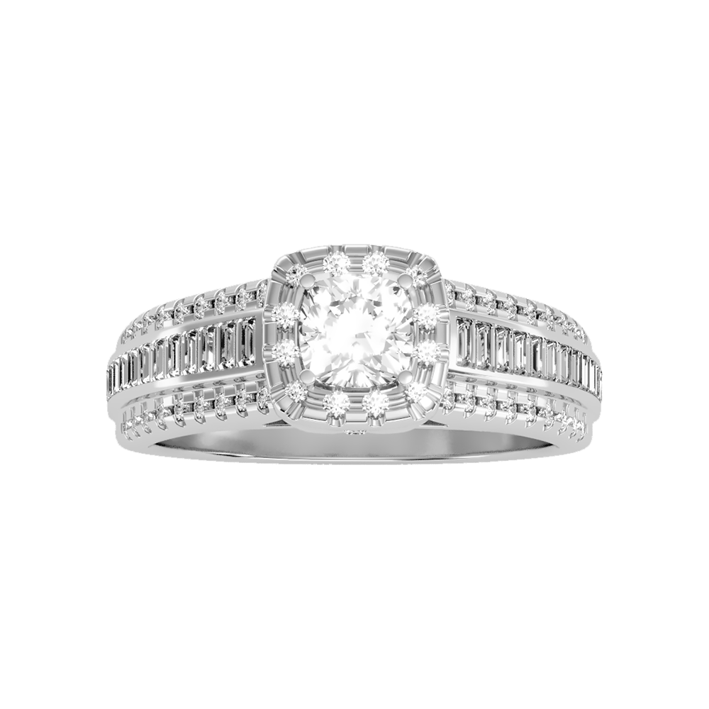 Spectral Halo Solitaire Ring In 925 Sterling Silver - Three