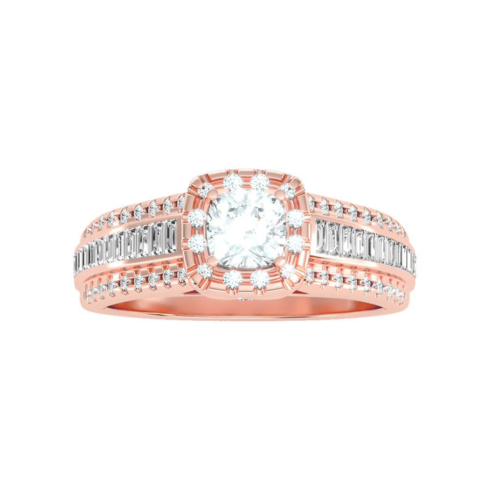 Spectral Halo Solitaire Ring In 925 Sterling Silver - Five