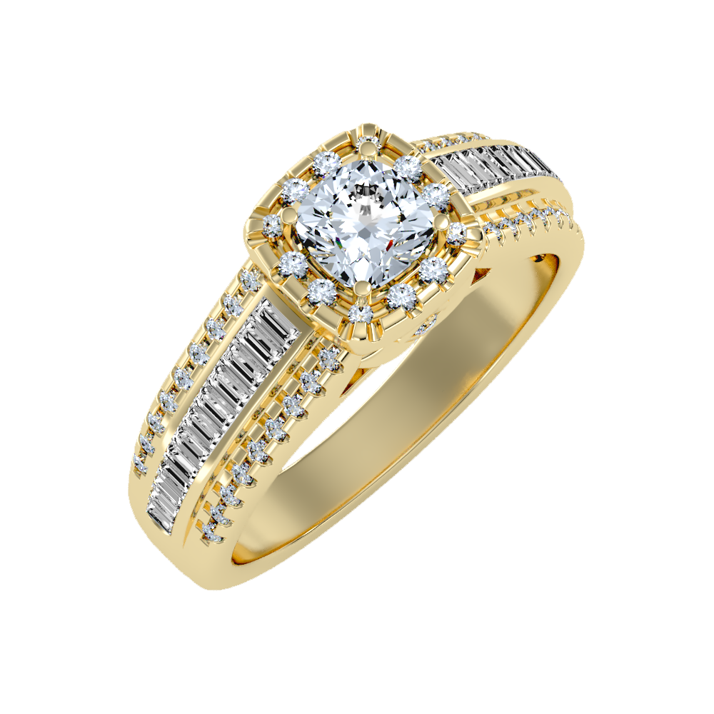 Spectral Halo Solitaire Ring In 925 Sterling Silver - Nine