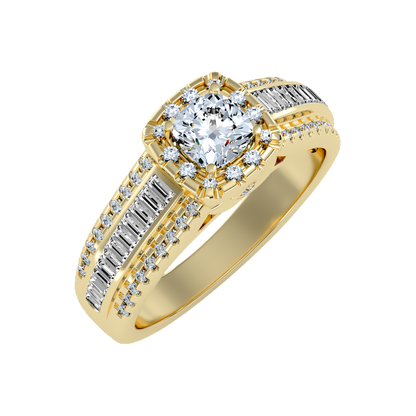Spectral Halo Solitaire Ring In 925 Sterling Silver - Nine