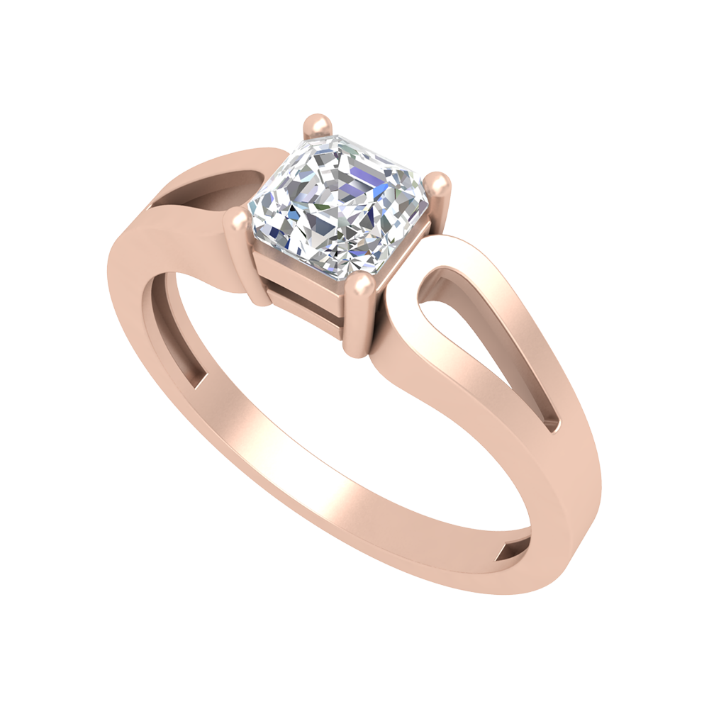 Square In A Loop Solitaire Ring In 925 Sterling Silver - One