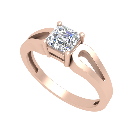 Square In A Loop Solitaire Ring In 925 Sterling Silver - One