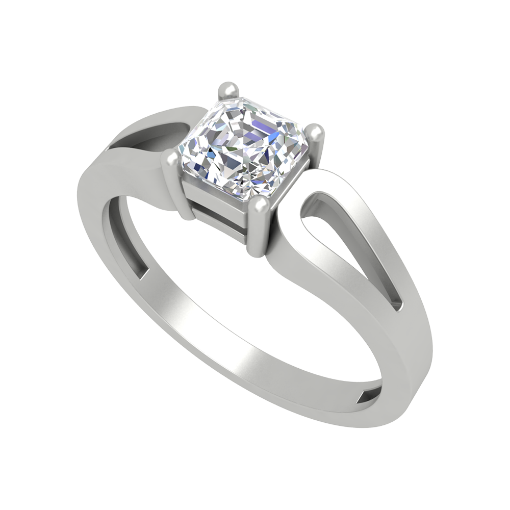 Square In A Loop Solitaire Ring - Five