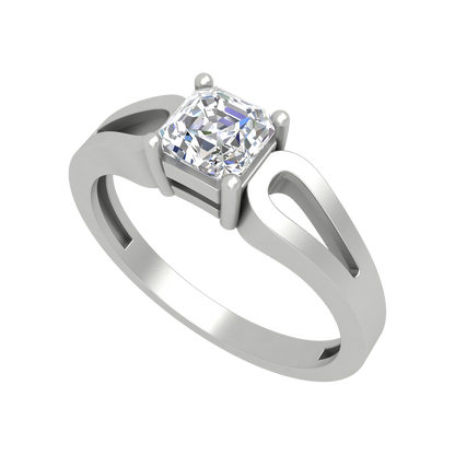Square In A Loop Solitaire Ring In 925 Sterling Silver - Five
