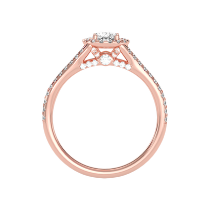 Startling Halo Engagement Ring In 925 Sterling Silver - Four