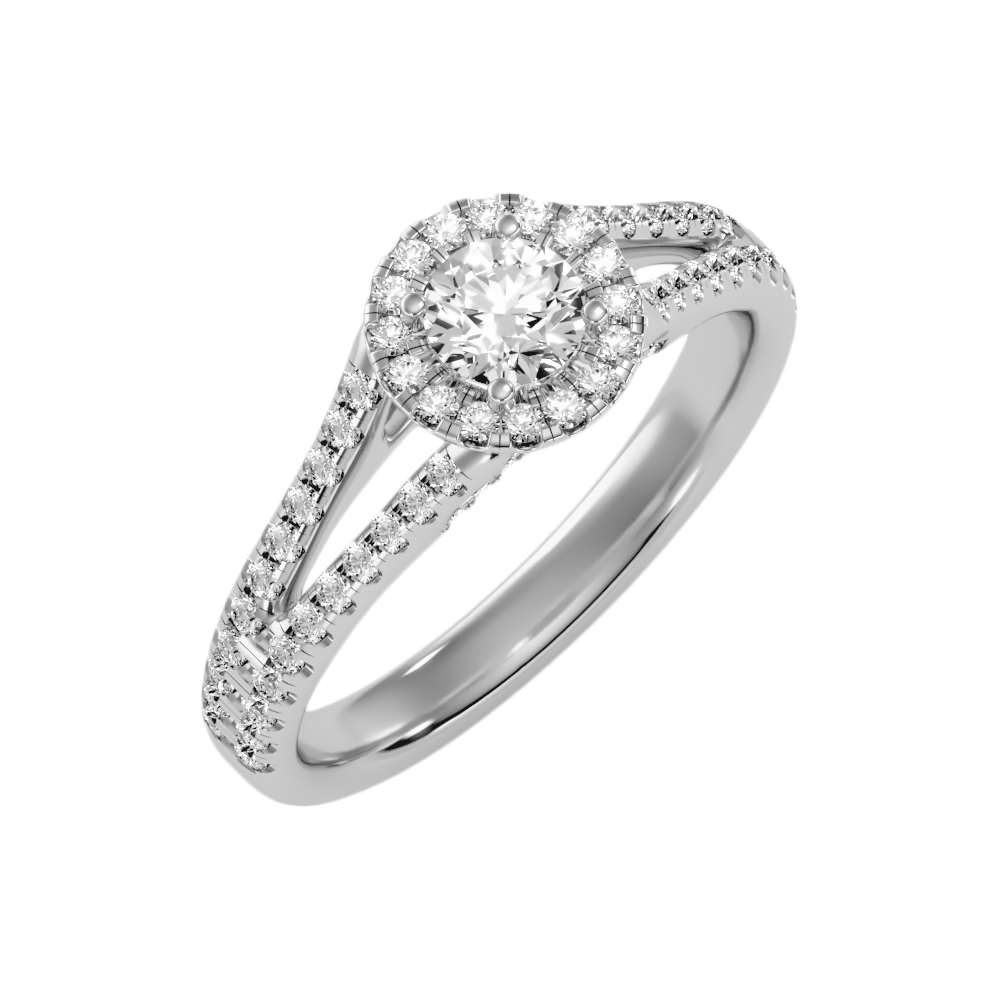 Startling Halo Engagement Ring In 925 Sterling Silver - Five