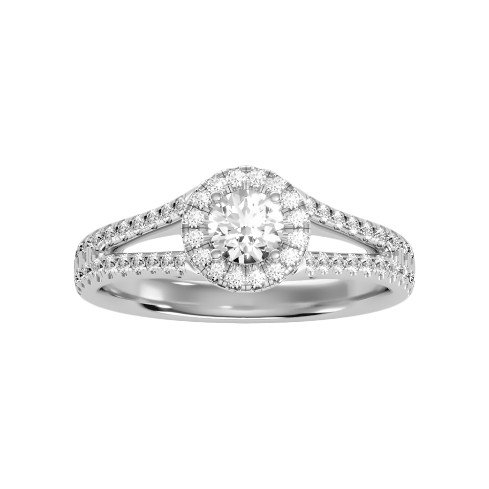Startling Halo Engagement Ring In 925 Sterling Silver - Six