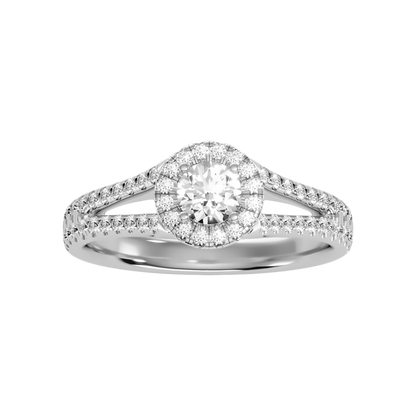 Startling Halo Engagement Ring In 925 Sterling Silver - Six