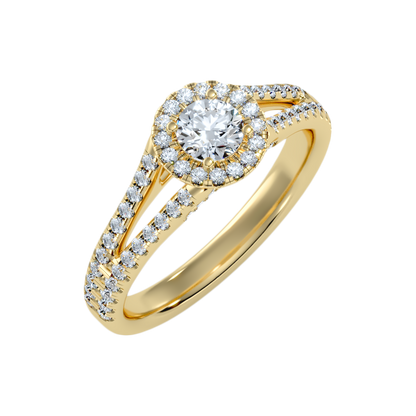 Startling Halo Engagement Ring In 925 Sterling Silver - Nine
