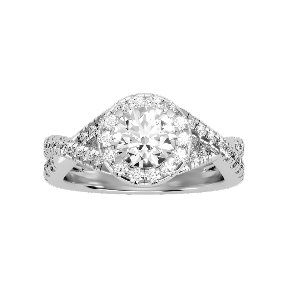 Stormi Classic Halo Diamond Engagement Ring In 925 Sterling Silver - Three