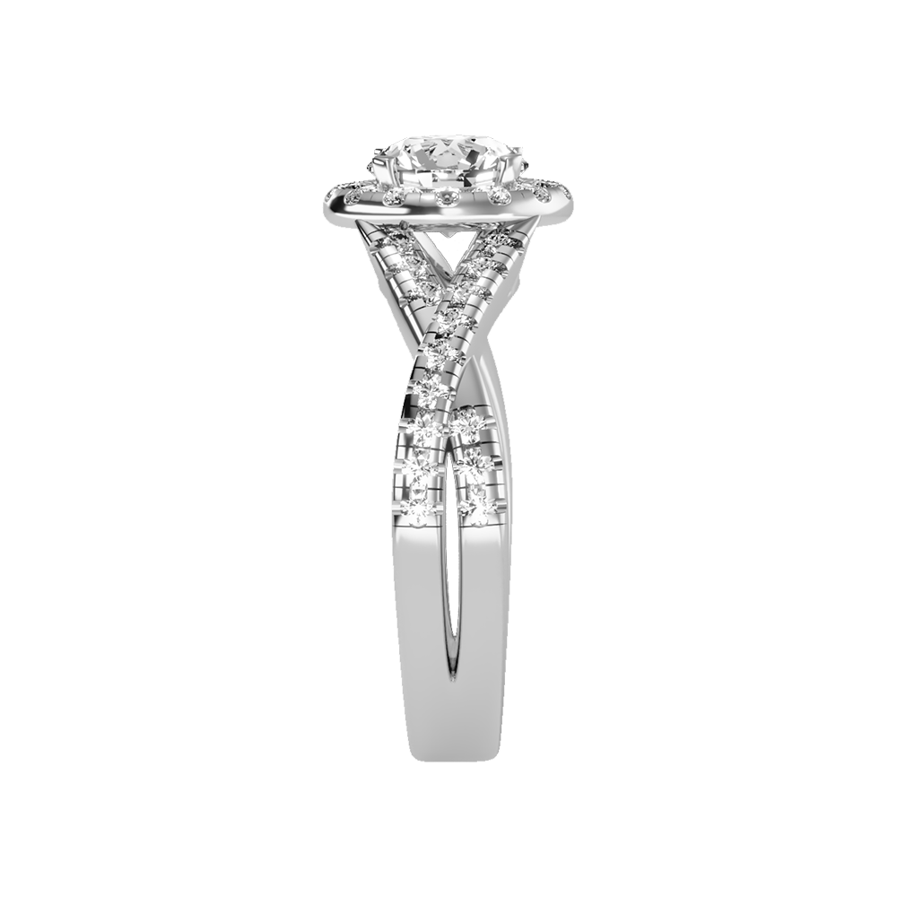 Stormi Classic Halo Diamond Engagement Ring In 925 Sterling Silver - Four