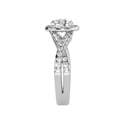 Stormi Classic Halo Diamond Engagement Ring In 925 Sterling Silver - Four