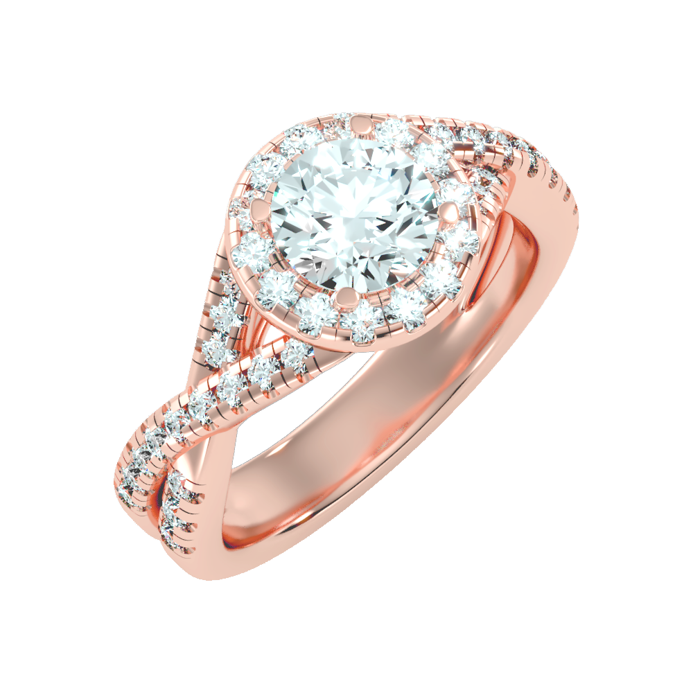 Stormi Classic Halo Diamond Engagement Ring In 925 Sterling Silver - Five