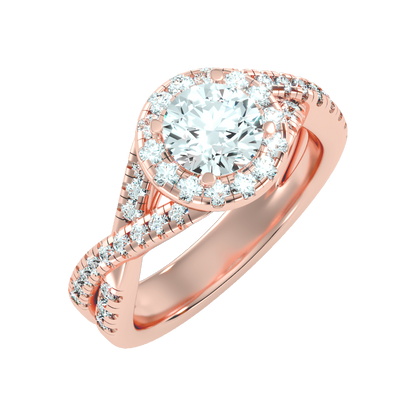 Stormi Classic Halo Diamond Engagement Ring In 925 Sterling Silver - Five