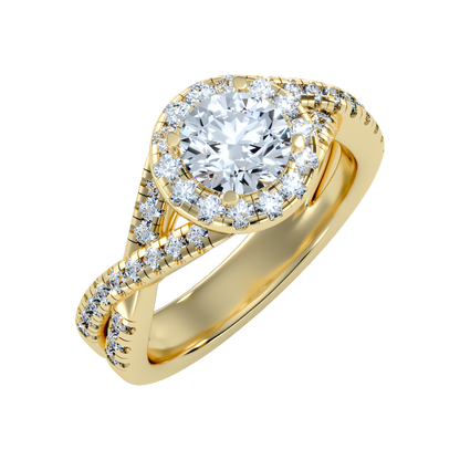 Stormi Classic Halo Diamond Engagement Ring In 925 Sterling Silver - Nine