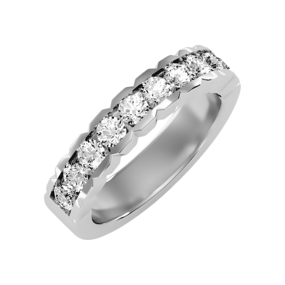 Strand Half Eternity Band In 925 Sterling Silver - Five