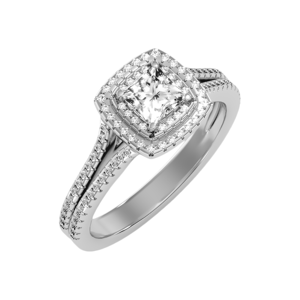 Stran Halo Ring In 925 Sterling Silver - One