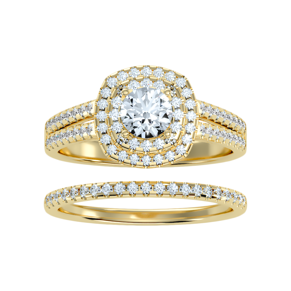 Stream Bridal Ring Set In 925 Sterling Silver - One