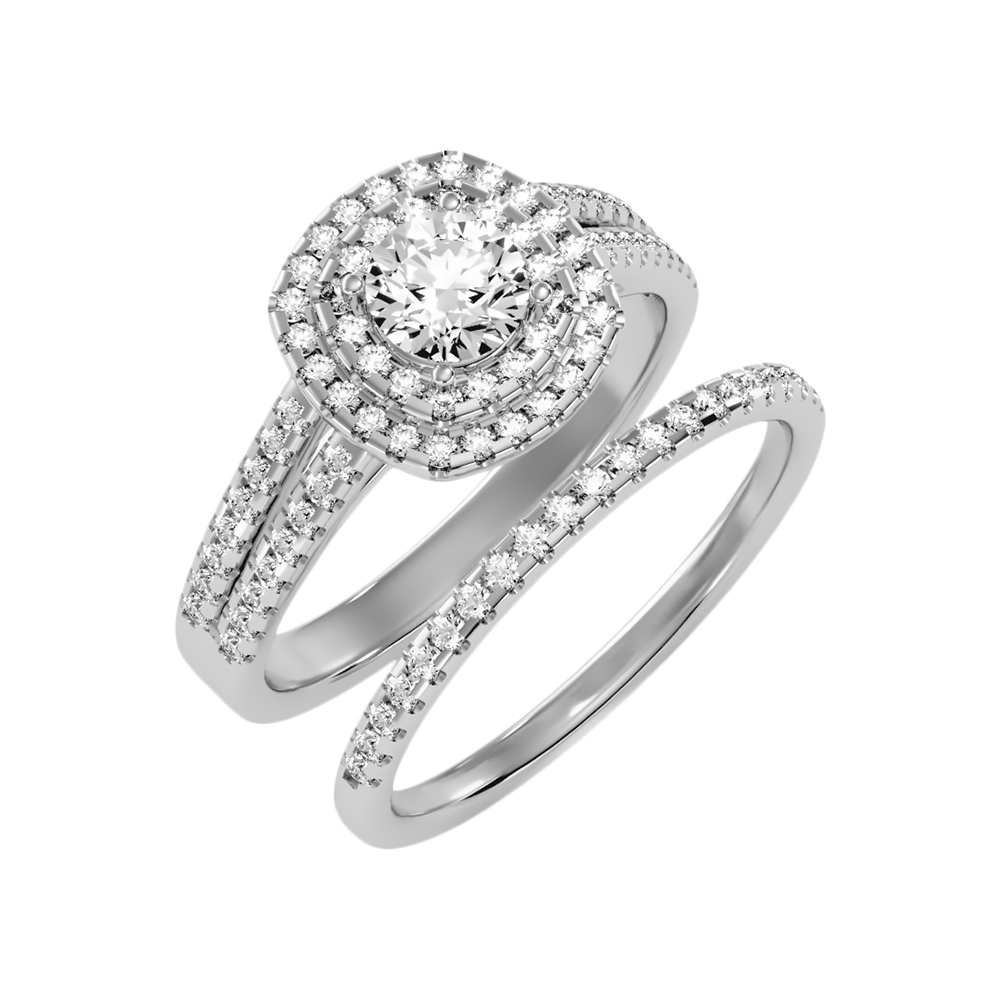 Stream Bridal Ring Set In 925 Sterling Silver - Five