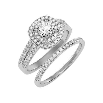 Stream Bridal Ring Set In 925 Sterling Silver - Five