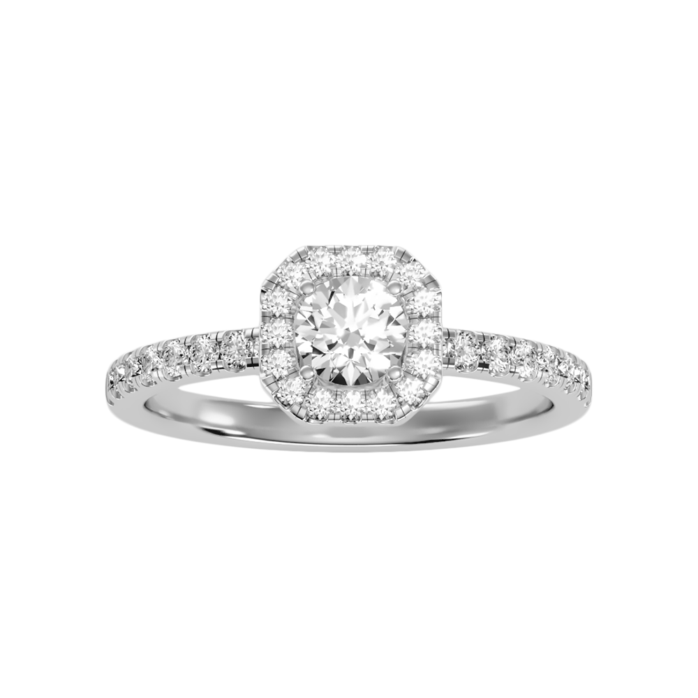 Stupefying Halo Ring In 925 Sterling Silver - Six