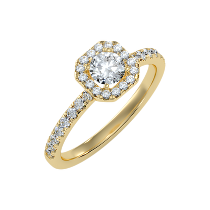 Stupefying Halo Ring In 925 Sterling Silver - Nine