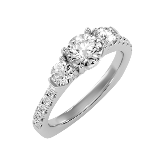 Stylish Halo Solitaire Ring In 925 Sterling Silver - Two