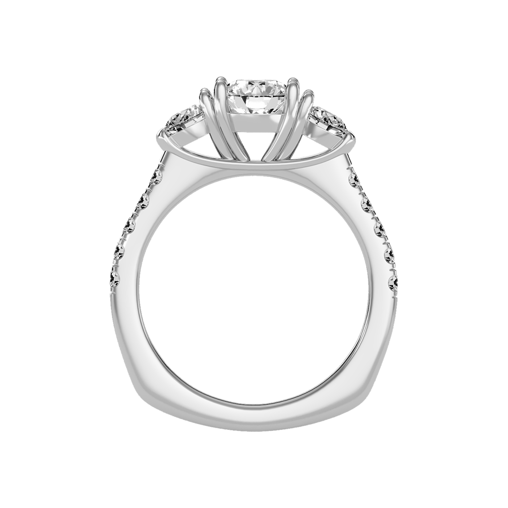 Stylish Halo Solitaire Ring - Three
