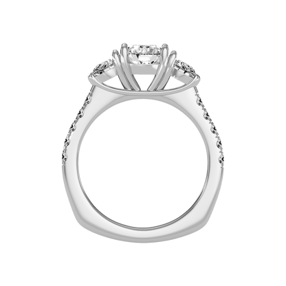 Stylish Halo Solitaire Ring In 925 Sterling Silver - Three
