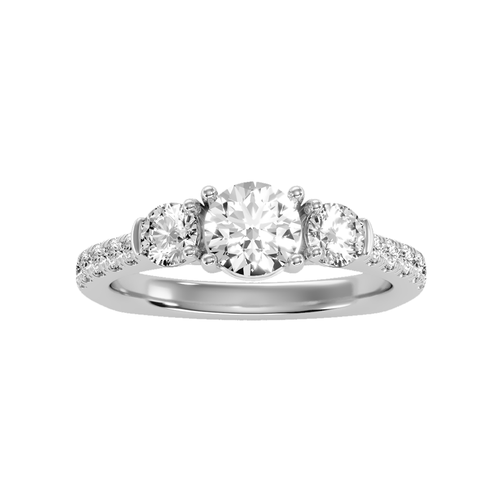 Stylish Halo Solitaire Ring In 925 Sterling Silver - Four