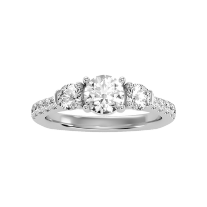 Stylish Halo Solitaire Ring In 925 Sterling Silver - Four
