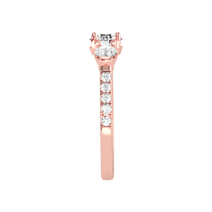 Stylish Halo Solitaire Ring In 925 Sterling Silver - Nine