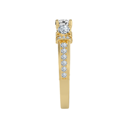 Sumptuous Three Stone Diamond Engagement Ring In 925 Sterling Silver - Eleven