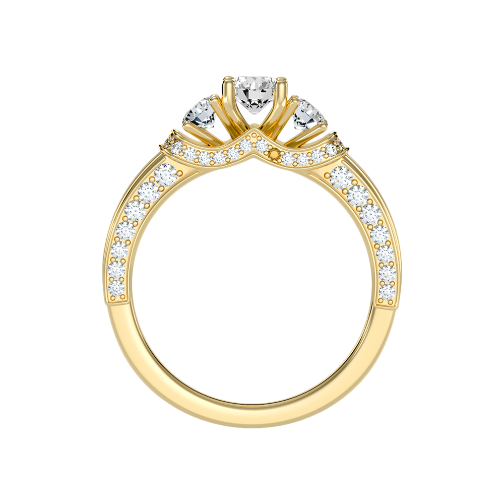 Sumptuous Three Stone Diamond Engagement Ring In 925 Sterling Silver - Twelve