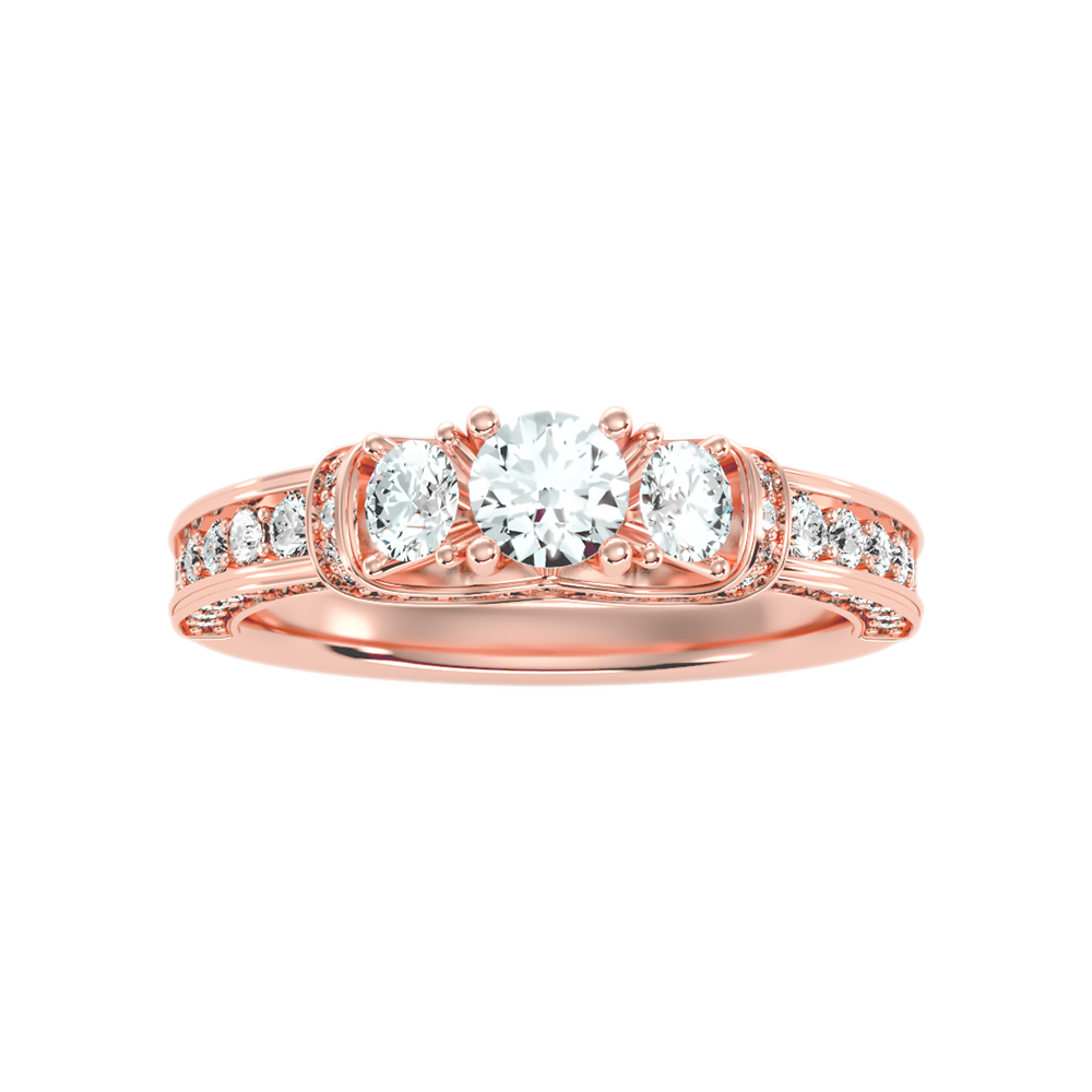 Sumptuous Three Stone Diamond Engagement Ring In 925 Sterling Silver - Two