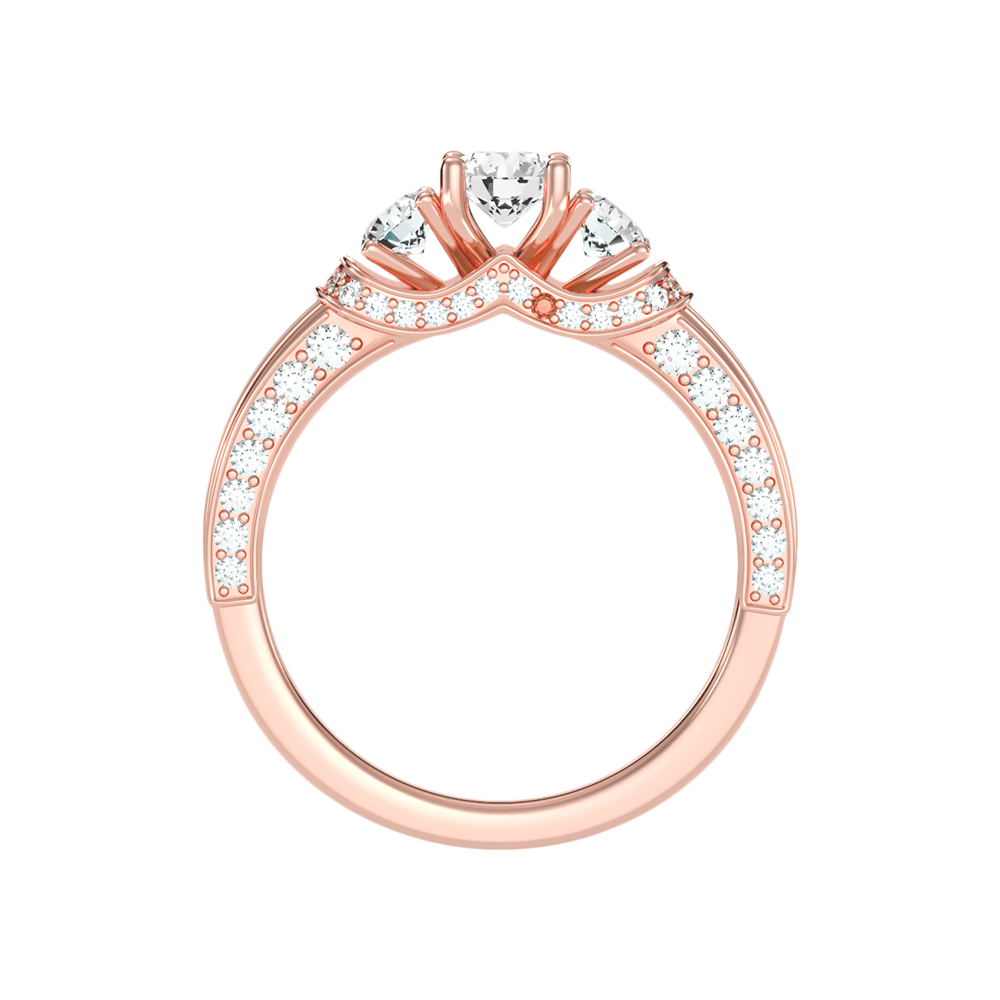 Sumptuous Three Stone Diamond Engagement Ring In 925 Sterling Silver - Four