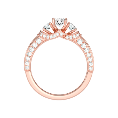 Sumptuous Three Stone Diamond Engagement Ring In 925 Sterling Silver - Four