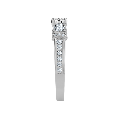Sumptuous Three Stone Diamond Engagement Ring In 925 Sterling Silver - Seven