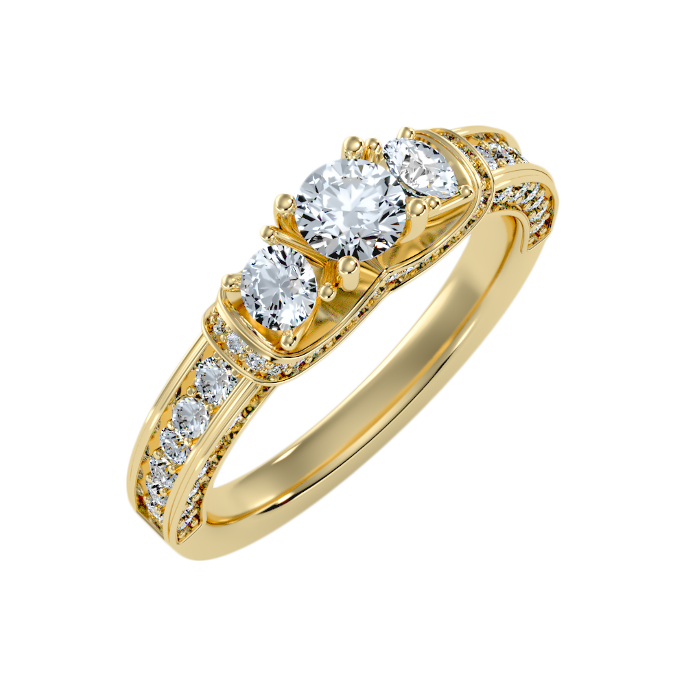 Sumptuous Three Stone Diamond Engagement Ring - Nine