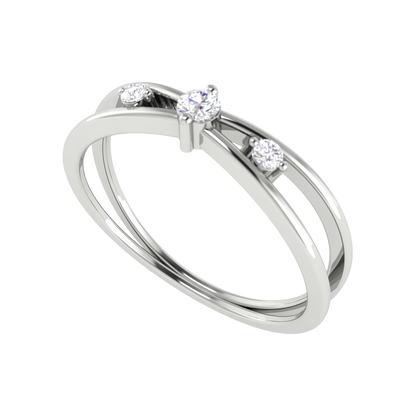 Sunshine Tri Stone Ring In 925 Sterling Silver - Five
