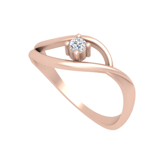 Swirl Single Stone Ring In 925 Sterling Silver - One