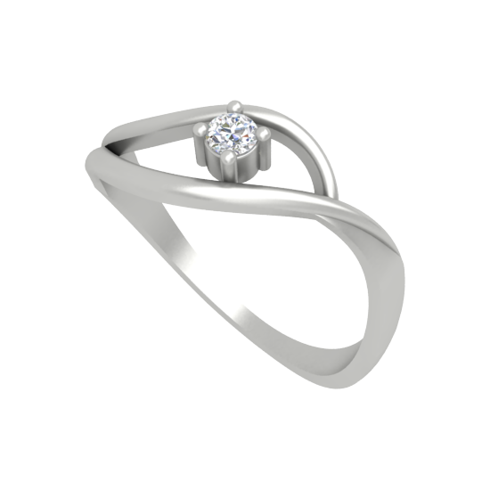 Swirl Single Stone Ring In 925 Sterling Silver - Five