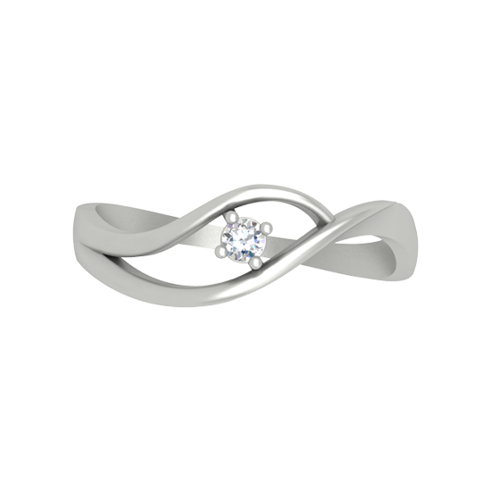 Swirl Single Stone Ring In 925 Sterling Silver - Six