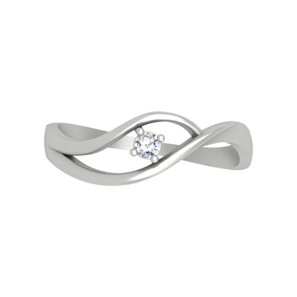 Swirl Single Stone Ring In 925 Sterling Silver - Six