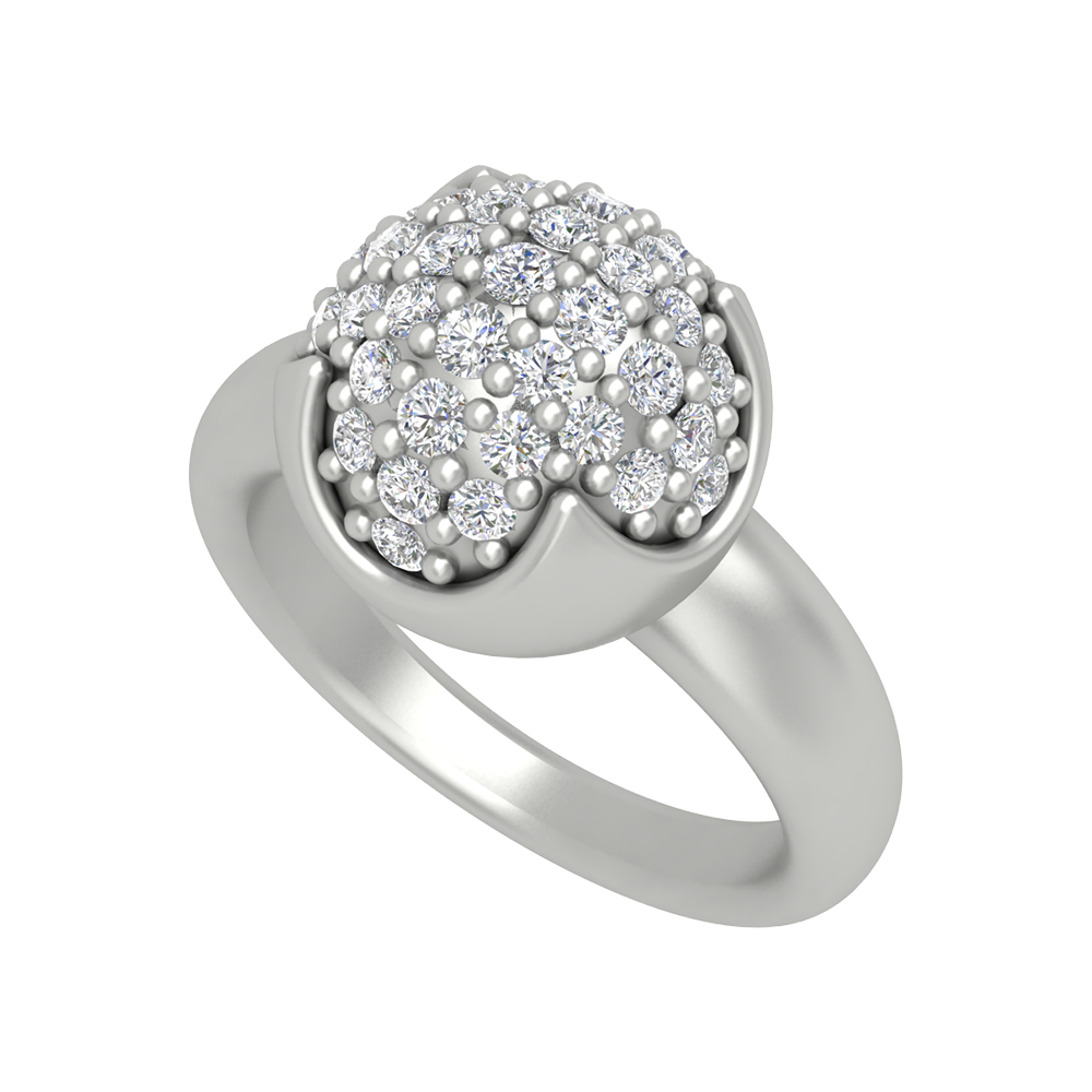 Swirl Tuilp Mesh Ring In 925 Sterling Silver - Five