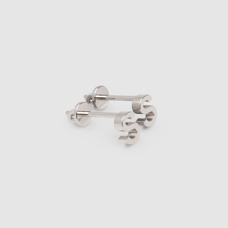 Gold Letter S Initial Stud Earrings - Four