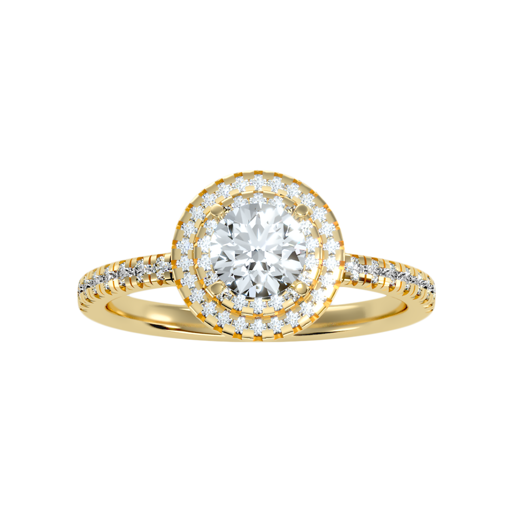 Terrific Halo Diamond Ring In 925 Sterling Silver - Ten